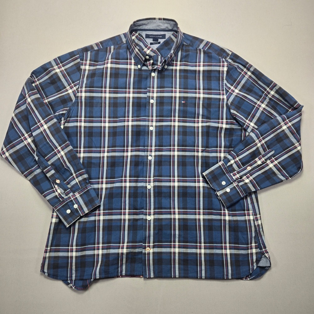 Tommy‎ Hilfiger Custom Fit Button Down Plaid Shirt XXL